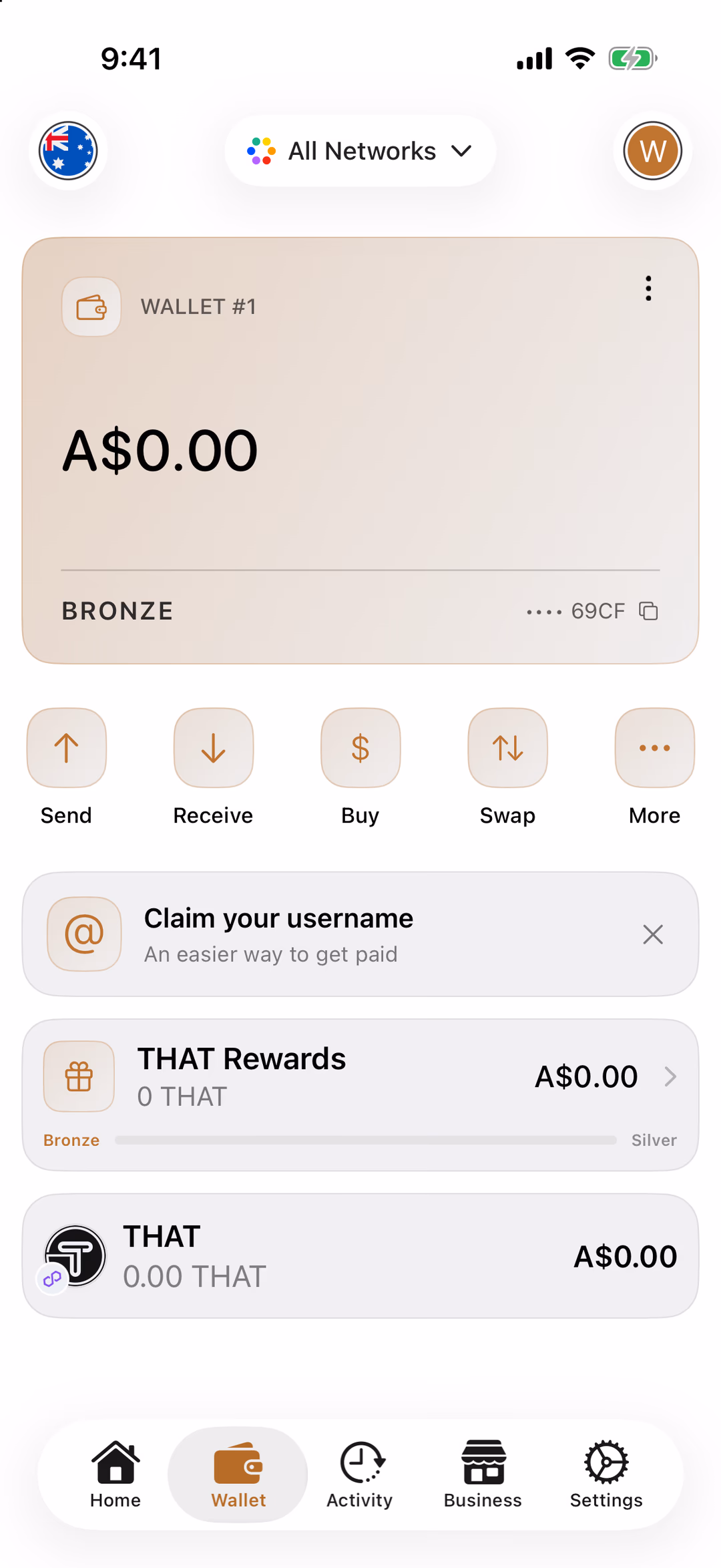 The Wallet tab with the Buy button highlighted